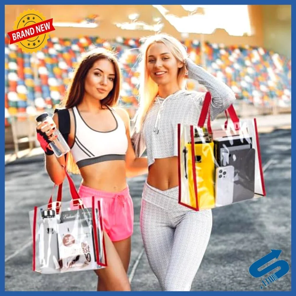 Clear PVC Tote Bags Stadium Approved Lightweight Waterproof Bulk Set